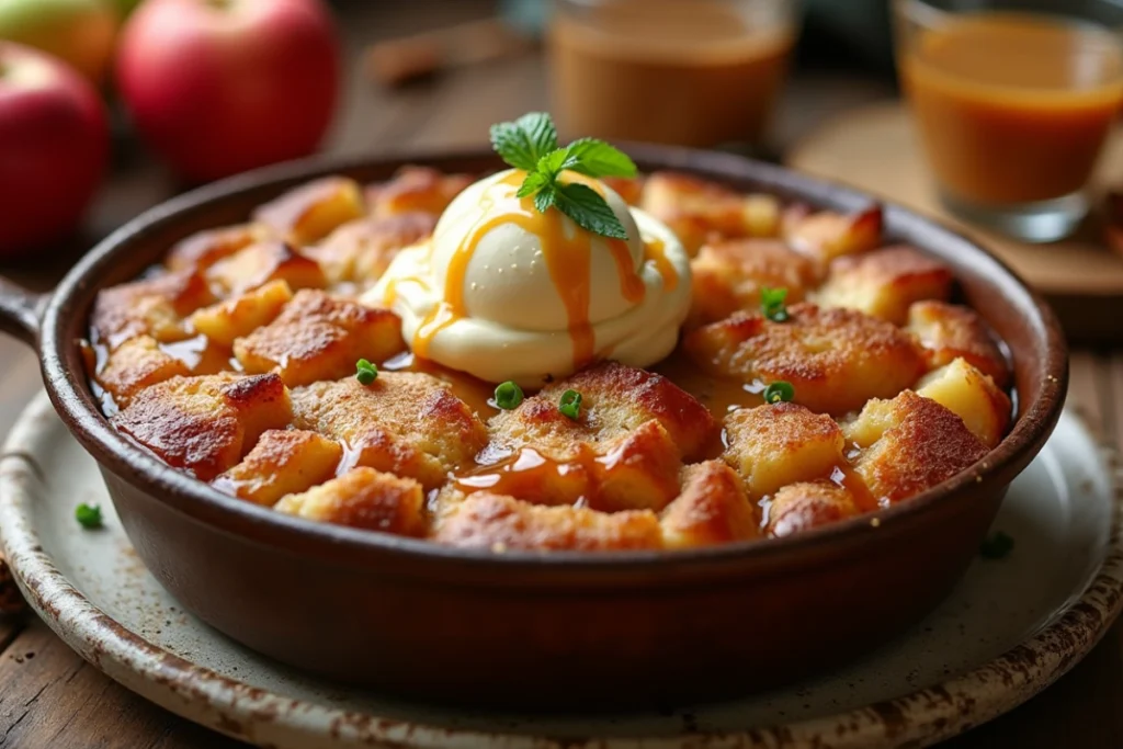 caramel apple bread pudding