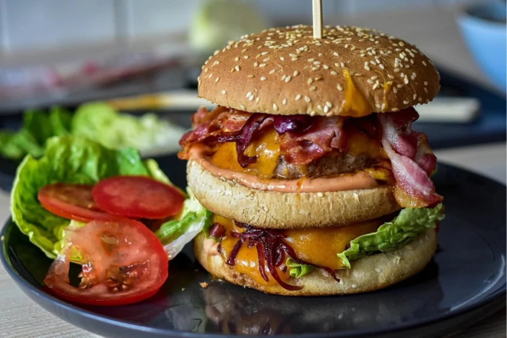 Healthy Burger Bowl with Fresh Toppings