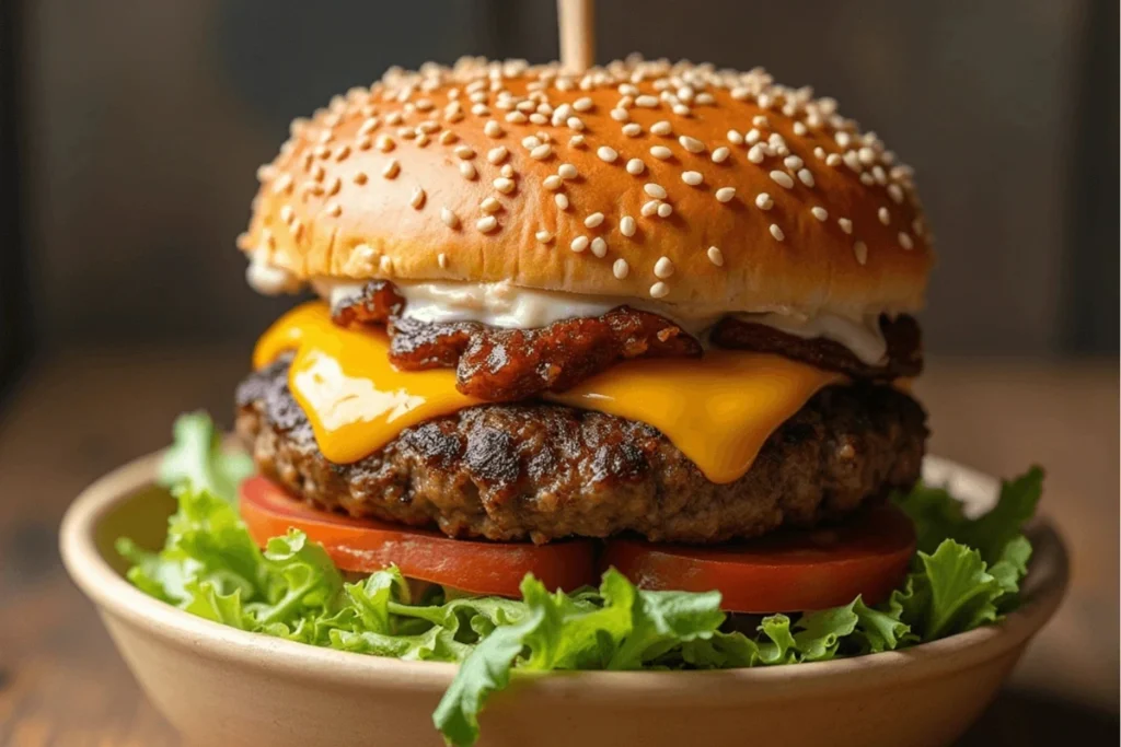 Healthy Burger Bowl with Fresh Toppings