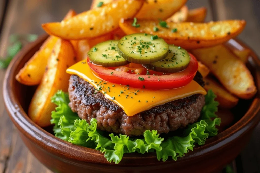 Burger Bowl with Crispy Potatoes