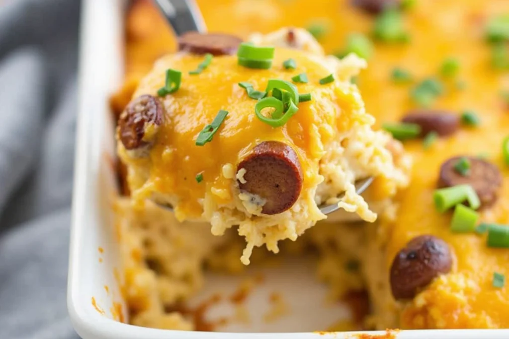 cheesy kielbasa hashbrown casserole