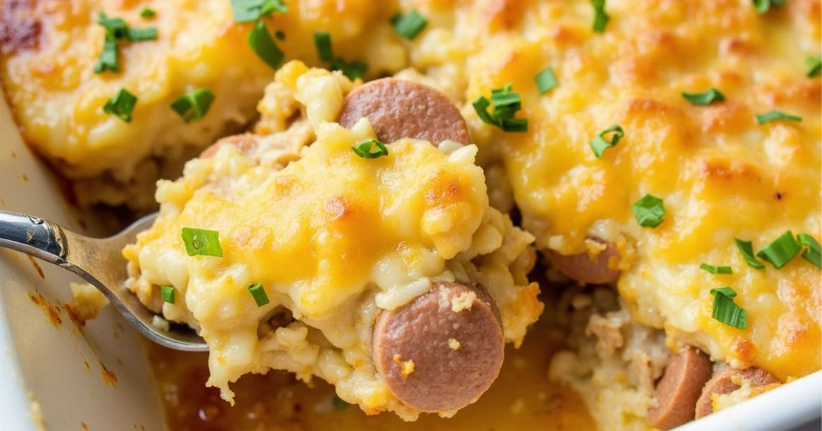 cheesy kielbasa hashbrown casserole