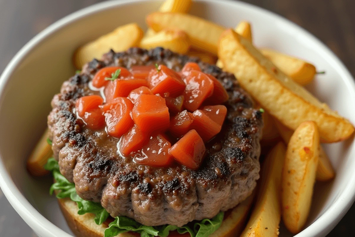 Burger Bowl with Crispy Potatoes